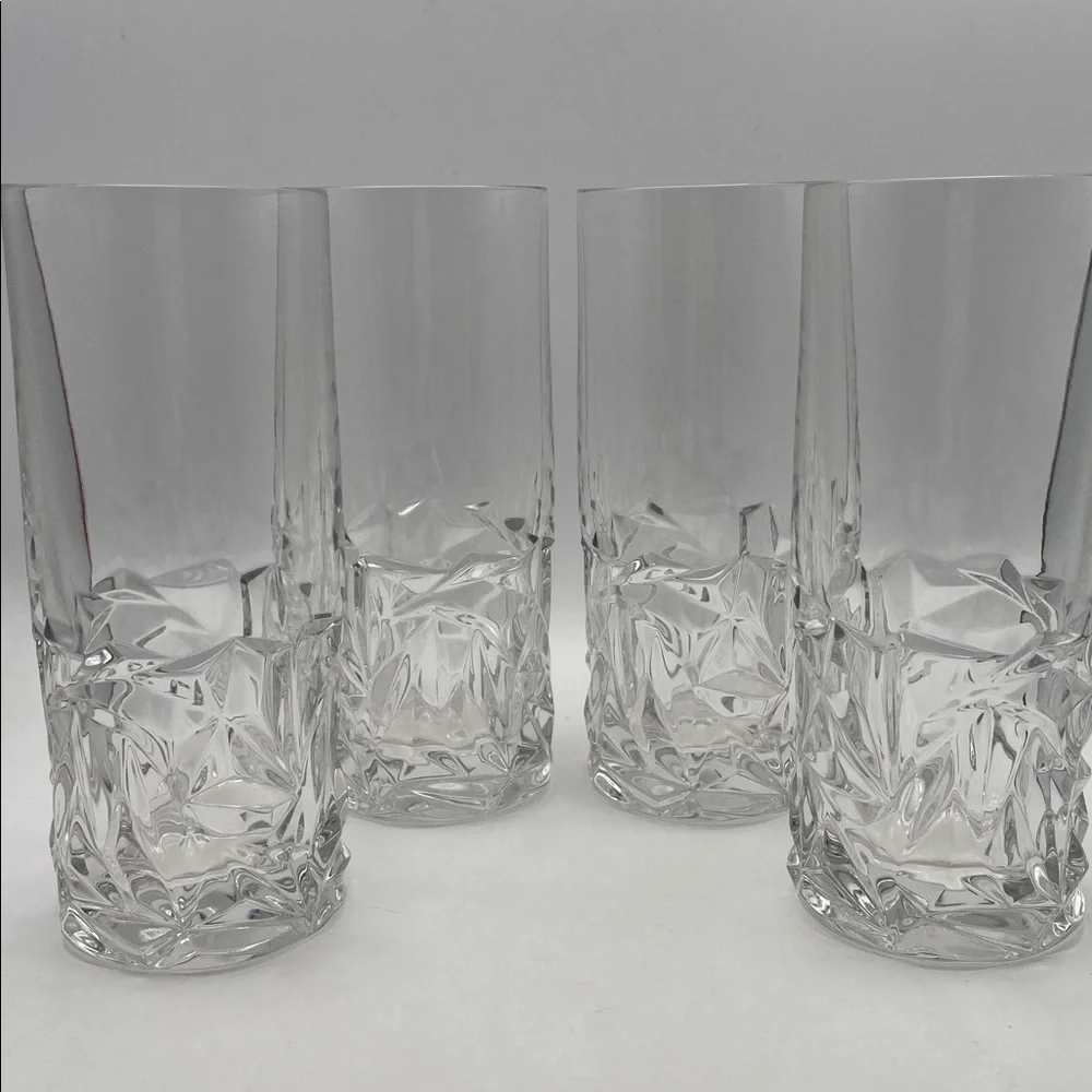 Tiffany & Co. Crystal Rock Cut Highball Tall Glass Set of 4